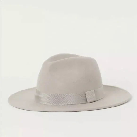 H&M Women’s Felted Wool Fedora Hat Light Taupe L/ 58